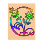 COLORFUL FLORAL MONOGRAM LETTER C POST CARDS
