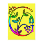 COLORFUL FLORAL MONOGRAM LETTER G POSTCARD