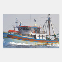 Colorful Greek Fishing Boat Stickers