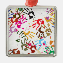 Colorful Hands Christmas Ornament