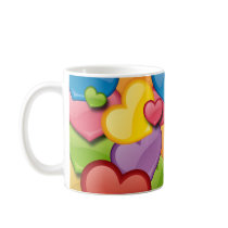 COLORFUL HEARTS COLLAGE COFFEE MUG
