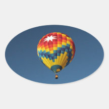Colorful Hot Air Balloons in the Sky Oval Sticker