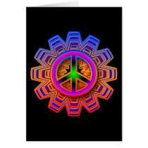 COLORFUL RETRO PEACE SIGN GREETING CARDS