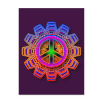 COLORFUL RETRO PEACE SIGN POST CARD