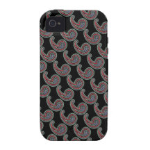 Colorful Retro Vintage Paisley Red Black Case-Mate Case-Mate iPhone 4 Case