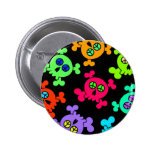 COLORFUL SKULLS WITH PEACE SIGNS PINBACK BUTTON