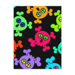 COLORFUL SKULLS WITH PEACE SIGNS POST CARD