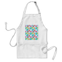 Colorful Spring Easter Eggs Pattern on Baby Blue Apron