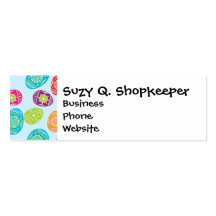 Colorful Spring Easter Eggs Pattern on Baby Blue Business Card Template