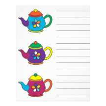 COLORFUL TEAPOTS PERSONALIZED LETTERHEAD