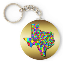 COLORFUL TEXAS COUNTIES MAP KEY CHAINS