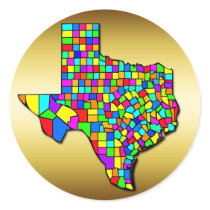 COLORFUL TEXAS COUNTIES MAP STICKER