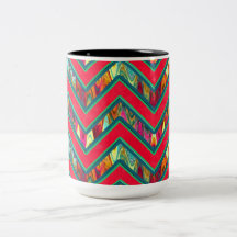 Colorful Trendy Psychedelic Zig Zag Coffee Mugs