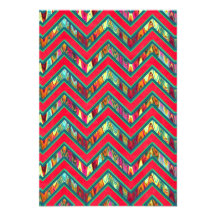 Colorful Trendy Psychedelic Zig Zag Personalized Invites