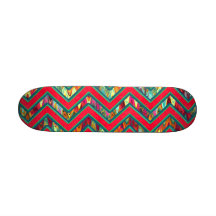 Colorful Trendy Psychedelic Zig Zag Skate Board Deck