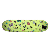 Colorful Vector Bugs & Butterflies (Green Back) Skate Deck