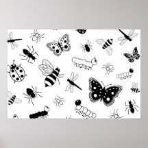 Colorful Vector Bugs & Butterflies Print