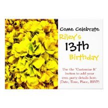 Colorful Yellow Hydrangea Flower Petal Floral Personalized Invitations