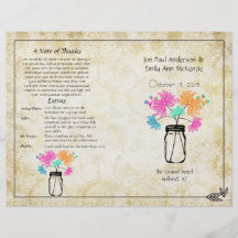 Colorful Zinnia Mason Jar Wedding Program Custom Flyer
