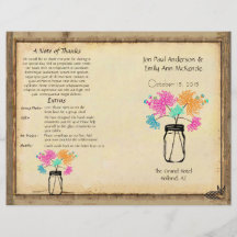 Colorful Zinnia Mason Jar Wedding Program Custom Flyer