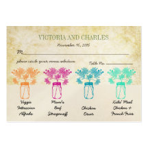 Colorful Zinnia Mason Jar Wild Flower Wedding Business Card Template