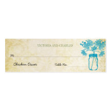 Colorful Zinnia Mason Jar Wild Flower Wedding Menu Business Card