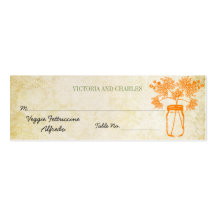 Colorful Zinnia Mason Jar Wild Flower Wedding Menu Business Card