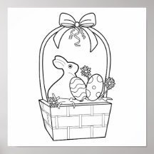 Coloring Me: Easter Basket with Bunny and Bow Print