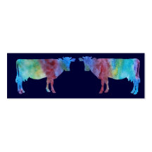 colorwashed Cows Boook Mark Business Card Templates