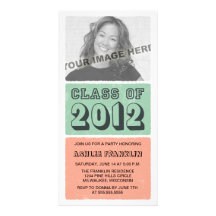 Colour Block 2012 Graduation Party Invitations Customized Photo Card