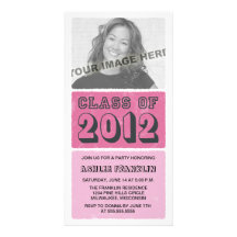 Colour Block 2012 Graduation Party Invites - pink Photo Card