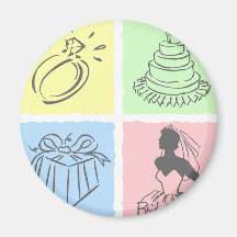 Colour Block Bride Refrigerator Magnets