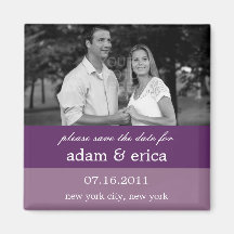 Colour Blocks Save The Date Magnet (Purple)
