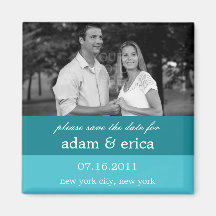 Colour Blocks Save The Date Magnet (Turquoise)