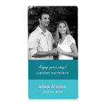 Colour Blocks Wedding Wine Labels (Turquoise)