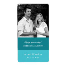 Colour Blocks Wedding Wine Labels (Turquoise)