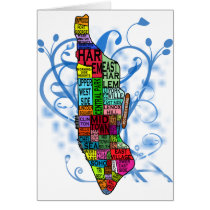 Colour Coded Manhattan Map Greeting Cards