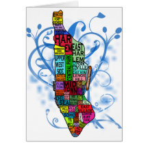 Colour Coded Manhattan Map Greeting Cards