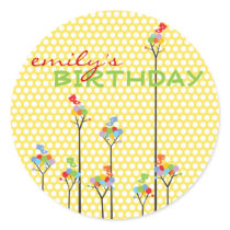 Colour Dot Trees Cute Birds Children Birthday Part