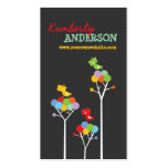 Colour Dot Trees + Cute Birds Custom Profile Card Business Cards