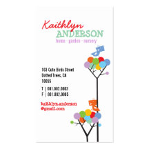 Colour Dot Trees + Cute Birds Custom Profile Card Business Cards