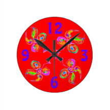 Colour Flowers Clock, Red
