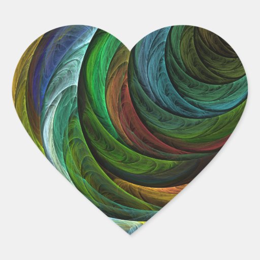 Colour Glory Abstract Art Heart Sticker