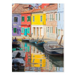 Colour houses in Venice island Burano Italy Post Card