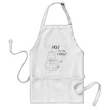 Colour-Me Christmas  SNOWMAN apron JOY TO THE COOK