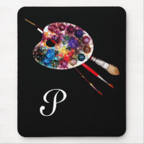 COLOUR PALETTE ,Black Monogram Mouse Pads