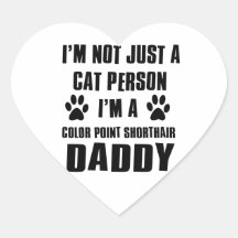 Colour Point Shorthair shirts cat Designs Heart Sticker
