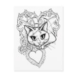 Colour Your Own Valentine Fairy Cat Art Postcard