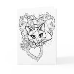 Colour Your Own Valentine Fairy Cat Fantasy Card