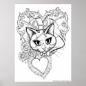 Colour Your Own Valentine Fairy Cat Fantasy Print